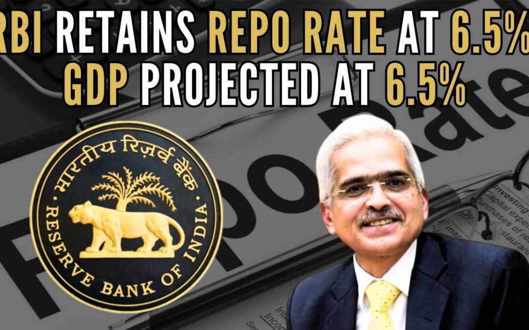 RBI Maintains Short-Term Lending Rate at 6.5% Amidst Economic Projections